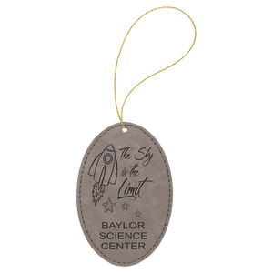 Gray Gold Laserable Leatherette Oval Ornament with String