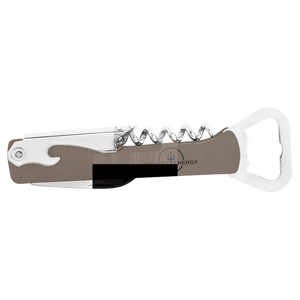 Gray Laserable Leatherette Wine Bottle Opener