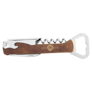 Rustic/Gold Laserable Leatherette Wine Bottle Opener