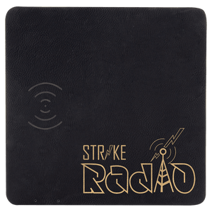 Black/Gold 8" x 8" Laserable Leatherette Phone Charging Mat