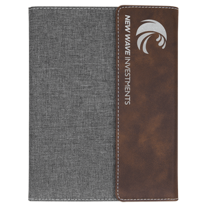 Rustic/Silver Leatherette / Gray 7" x 9" Canvas Portfolio with Notepad