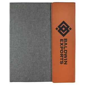 Rawhide Laserable Leatherette / Gray 9 1/2" x 12" Canvas Portfolio with Notepad