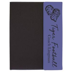 Purple Laserable Leatherette / Black 9 1/2" x 12" Canvas Portfolio with Note Pad