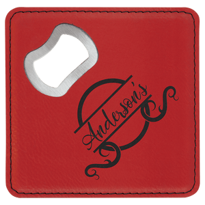 Red 2 4" x 4" Square Laserable Leatherette 6-Coaster Set