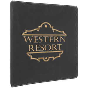 10 1/2" x 11 1/2" Black/Gold Laserable Leatherette 3 Ring Binder with 1" Slant D Rings