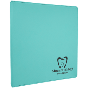 Teal 10 1/2" x 11 1/2" Laserable Leatherette 3 Ring Binder with 1" Slant D Rings
