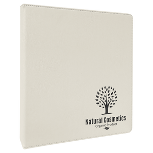 10 1/2" x 11 1/2" White Laserable Leatherette 3 Ring Binder with 1" Slant DRings