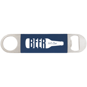 Navy Blue/White 1 1/2" x 7" Bottle Opener with Silicone Grip