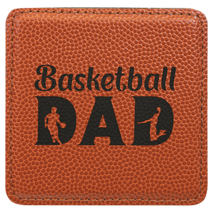 Basketball 2 4" x 4" Square Laserable Leatherette 6-Coaster Set