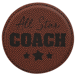 Football 4" Round Laserable Leatherette 6-Coaster Set