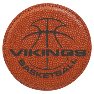 Basketball 4" Round Laserable Leatherette 6-Coaster Set