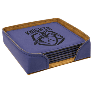 4" x 4" Square Laserable Leatherette 6-Coaster Set