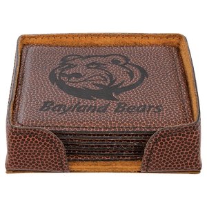 Football 4" x 4" Square Laserable Leatherette 6-Coaster Set