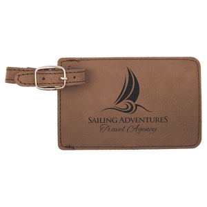 Dark Brown 4 1/4" x 2 3/4" Laserable Leatherette Luggage Tag