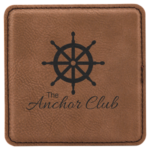Dark Brown 4" x 4" Square Laserable Leatherette Coaster