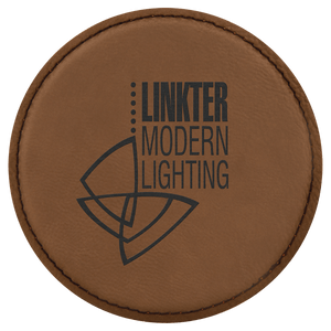 Dark Brown 2 4" Round Laserable Leatherette 6-Coaster Set