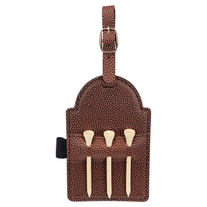 Football 5" x 3 1/4" Laserable Leatherette Golf Bag Tag with 3 Wooden Tees