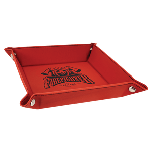 Red Laserable Leatherette Snap Up Tray with Silver 6" x 6" Snaps