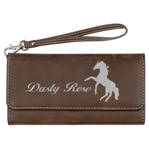 Rustic/Silver 7 1/2" x 4" Laserable Leatherette Wallet with Strap