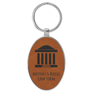 Rawhide 3" x 1 3/4" Laserable Leatherette/Metal Oval Keychain