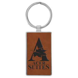 Rawhide 2 3/4" x 1 1/4" Laserable Leatherette/Metal Rectangle Keychain