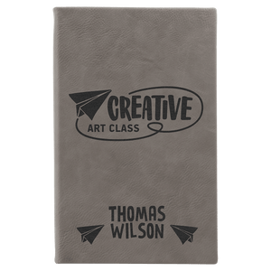 Gray 5 1/4" x 8 1/4" Laserable Leatherette Sketch Book with Unlined Notepad