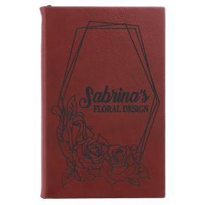 5 5 1/4" x 8 1/4" Laserable Leatherette Sketch Book with Unlined Notepad