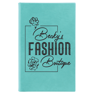 Teal 5 1/4" x 8 1/4" Laserable Leatherette Sketch Book with Unlined Notepad