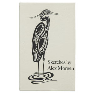 White 5 1/4" x 8 1/4" Laserable Leatherette Sketch Book with Unlined Notepad