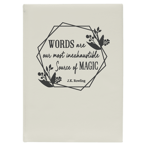 White/Black 7" x 9 3/4" Laserable Leatherette Journal with Lined Notepad