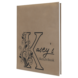 Light Brown 7" x 9 3/4" Laserable Leatherette Sketch Book with Unlined Notepad