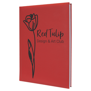 Red 7" x 9 3/4" Laserable Leatherette Sketch Book with Unlined Notepad