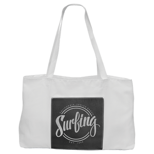 White Bag with 5" Black/Silver 19" x 12" Laserable Leatherette Gusset