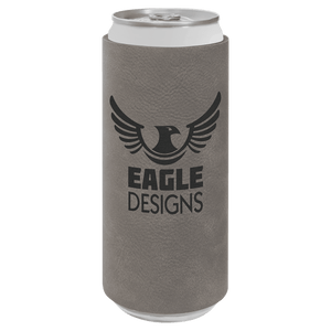 Gray Laserable Leatherette Slim Beverage Holder