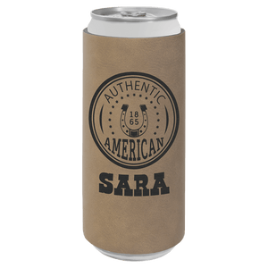 Light Brown Laserable Leatherette Slim Beverage Holder