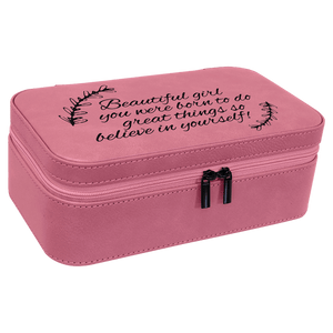 Pink 7 1/2" X 4 1/2" Laserable Leatherette Jewelry Box