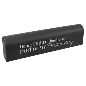 Black/Silver 9 3/4" x 2 1/2" Laserable Leatherette Pill Box