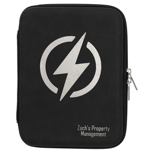 Black/Silver 8 1/2" x 6" x 1 3/4" Leatherette Cord Case