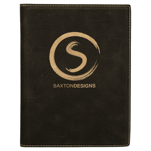 Black/Gold 7" x 9" Laserable Leatherette Small Portfolio with Notepad