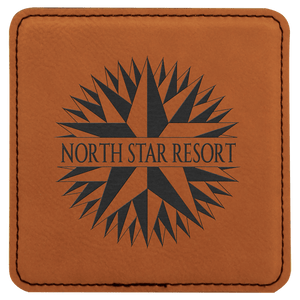 Rawhide 2 4" x 4" Square Laserable Leatherette 6-Coaster Set