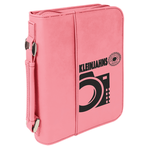 Pink 6 3/4" x 9 1/4" Leatherette Book/Bible Cover with Handle & Zipper