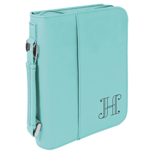 Teal 6 3/4" x 9 1/4" Leatherette Book/Bible Cover with Handle & Zipper