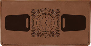 Dark Brown 6 3/4" x 3 1/2" Laserable Leatherette Checkbook Cover