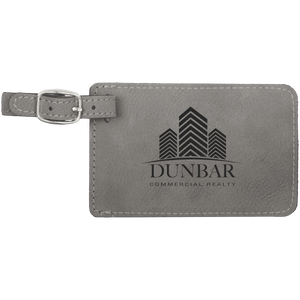 Gray 4 1/4" x 2 3/4" Laserable Leatherette Luggage Tag