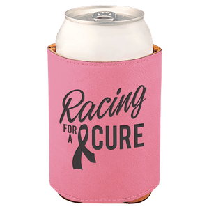 Pink 3 3/4" Laserable Leatherette Beverage Holder