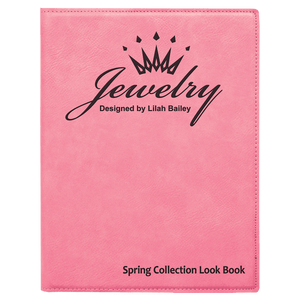 Pink 7" x 9" Laserable Leatherette Small Portfolio with Notepad
