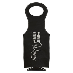 Black/Silver Laserable Leatherette Wine Bag