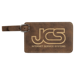 Rustic/Gold 4 1/4" x 2 3/4" Laserable Leatherette Luggage Tag