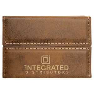 Rustic/Gold 3 3/4" x 2 3/4" Laserable Leatherette Hard Business Card Holder