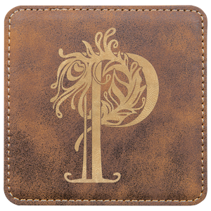 Rustic/Gold 2 4" x 4" Square Laserable Leatherette 6-Coaster Set